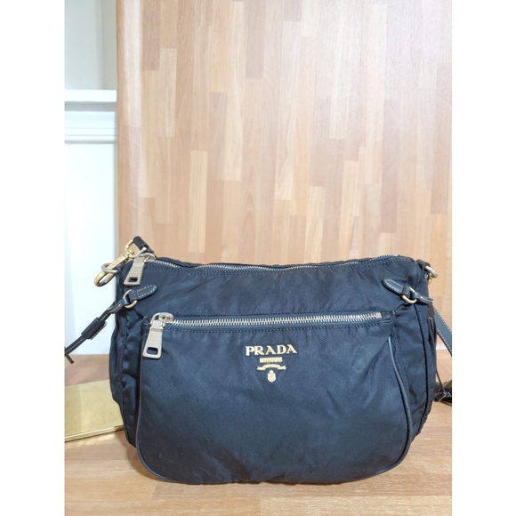 PRADA Saffiano Tessuto Nylon Crossbody Bag Black - Picture 7 of 14